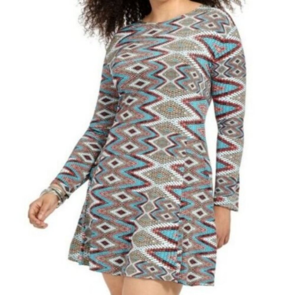 MISA Los Angeles Plus 1X Snakeskin Jersey Tunic Dress Tribal Boho Chic